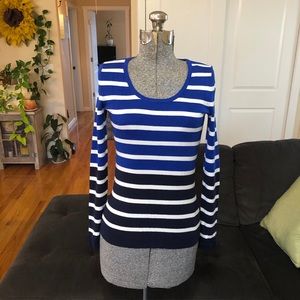 NWOT blue and white Banana republic striped fitted sweater